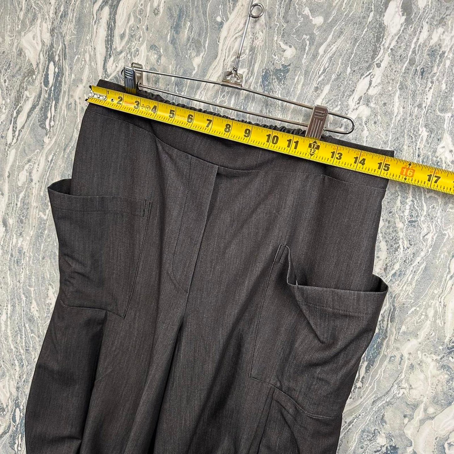 grey wide leg office pants (L)