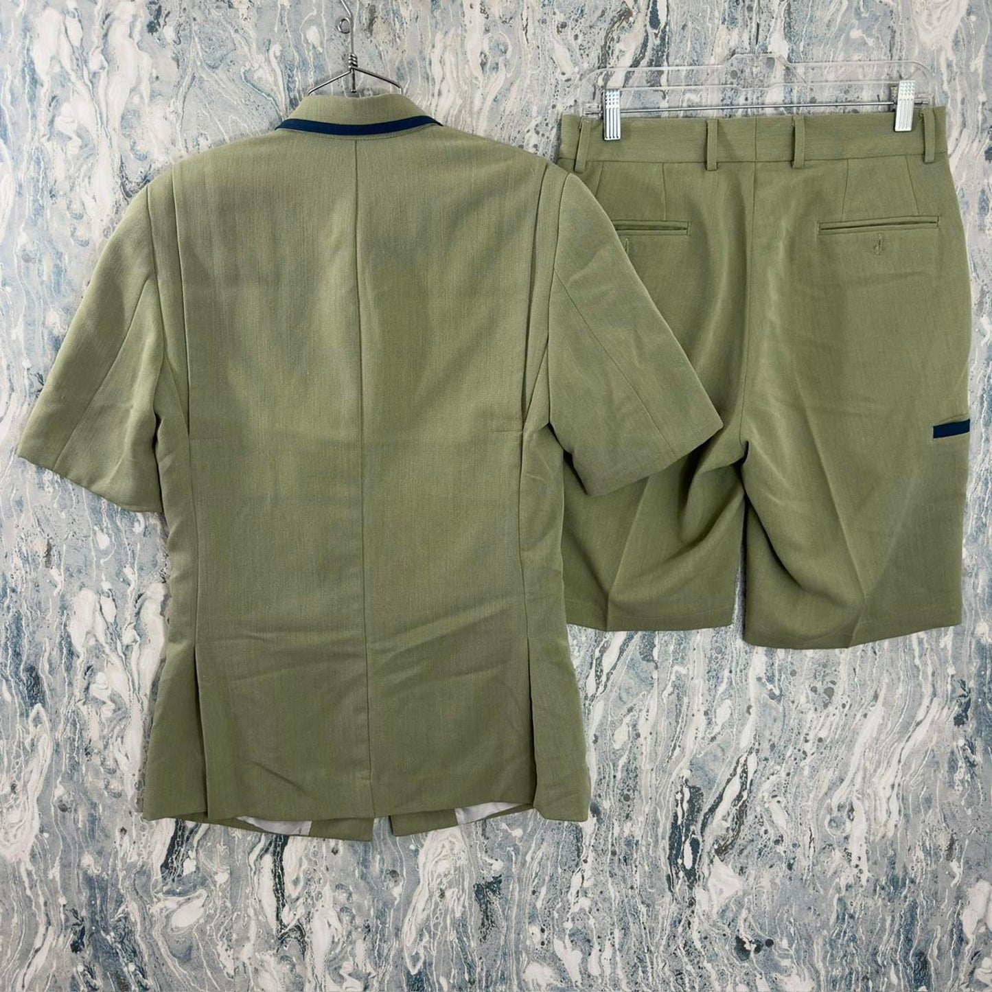 Preppy Sage Green Short Sleeve Blazer & Shorts Suit Set (S)