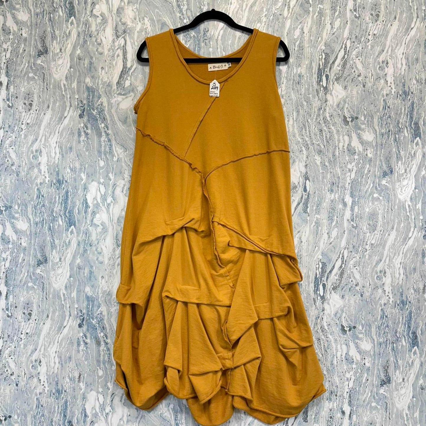 BNWT Bodil Casual Mustard Yellow Ruffle Tank Dress (S)
