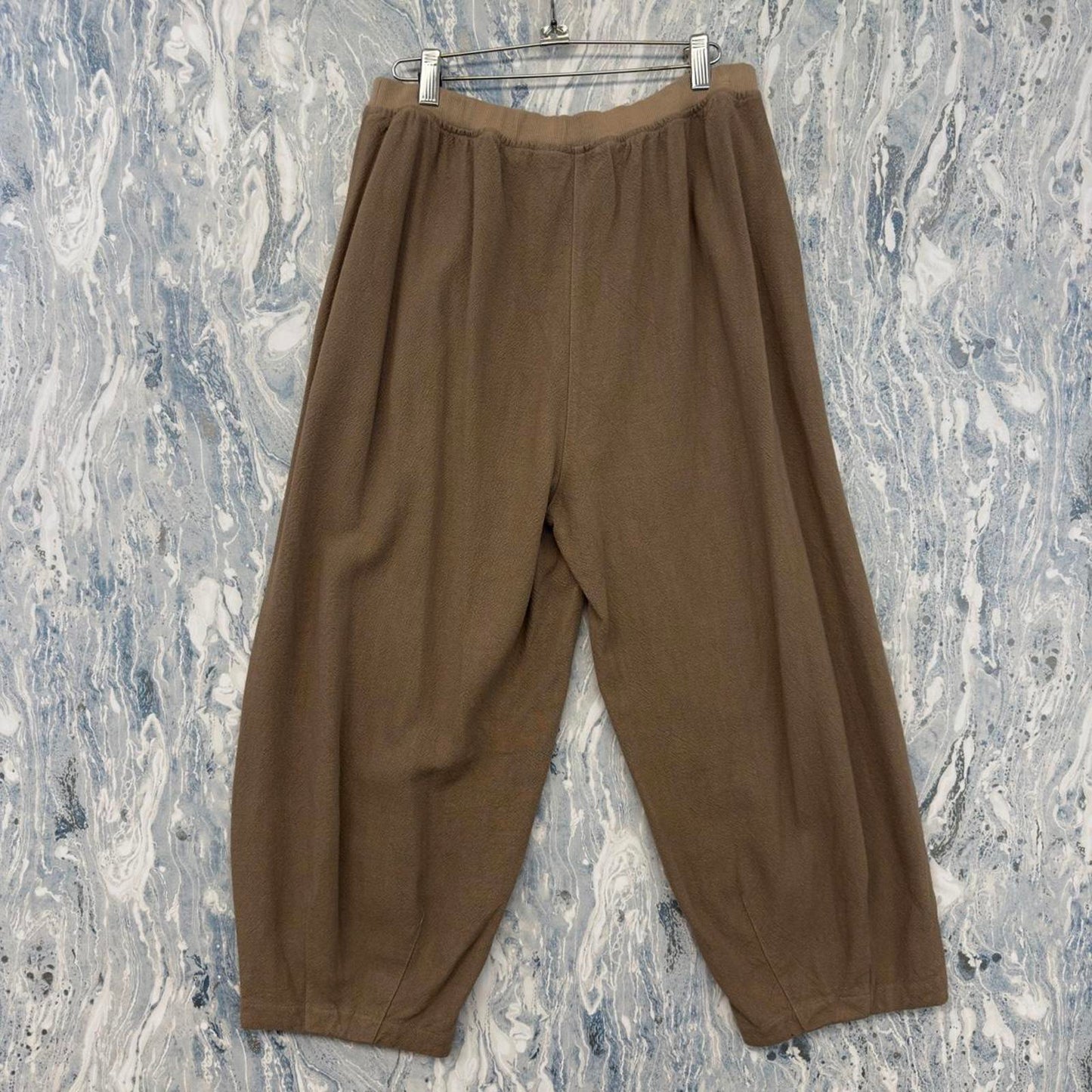 Designer Boho Wide-Leg Taupe Trousers (L)