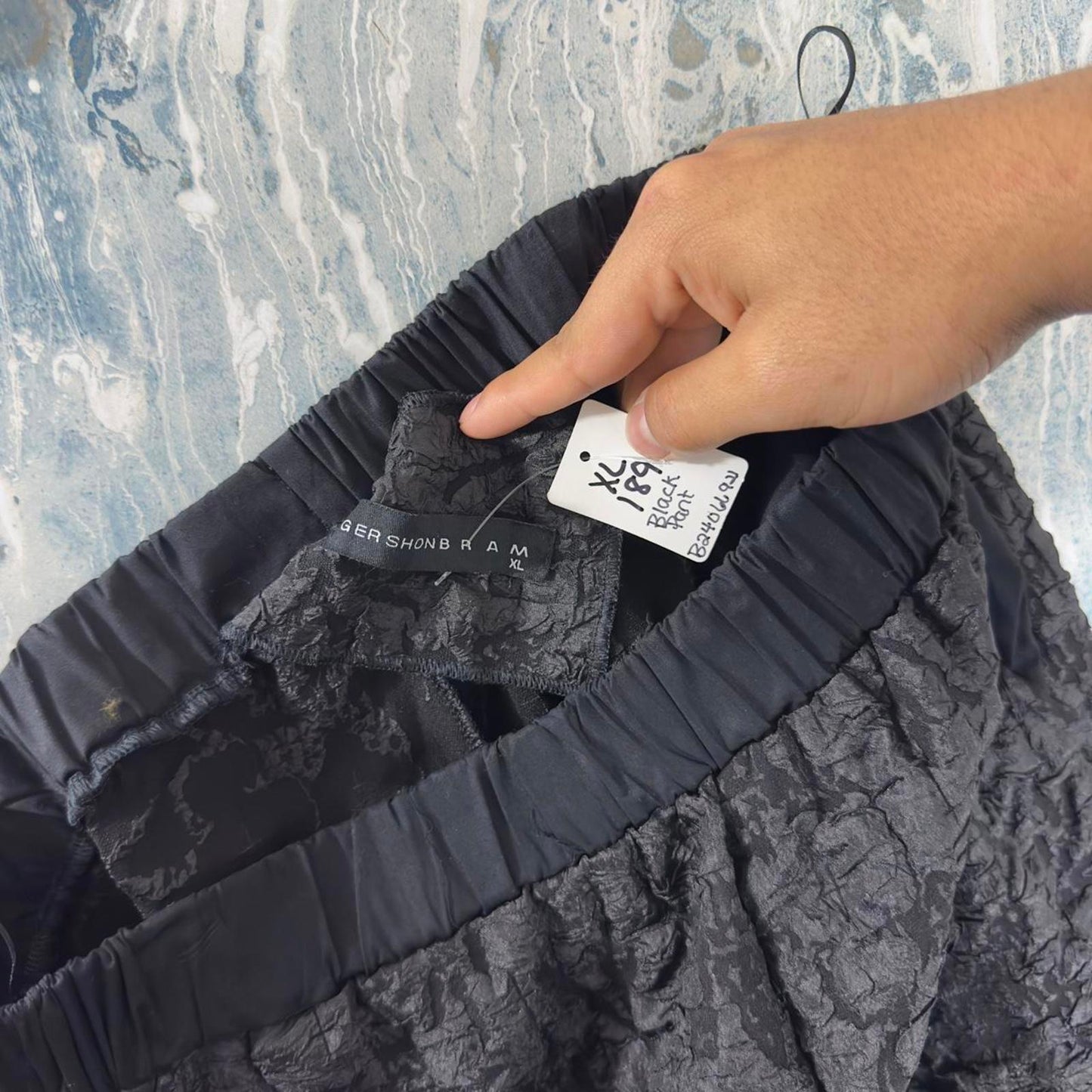 Vintage Textured Black Trousers (XL)