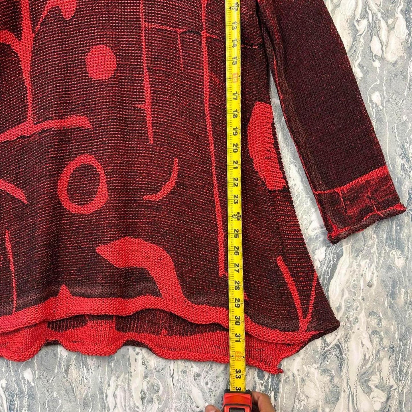 Red Abstract Sweater (One Size)