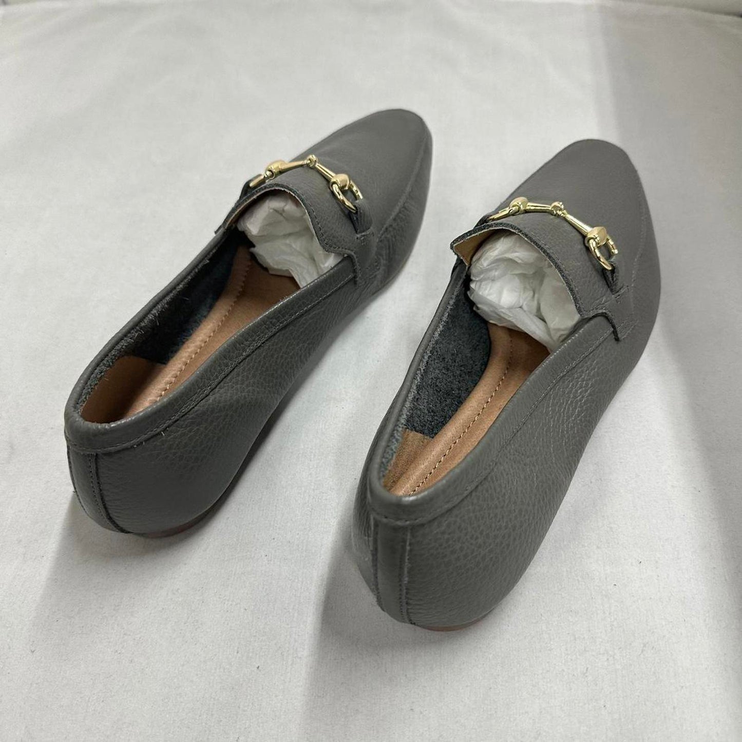 Designer Gray Leather Loafer Links (40)