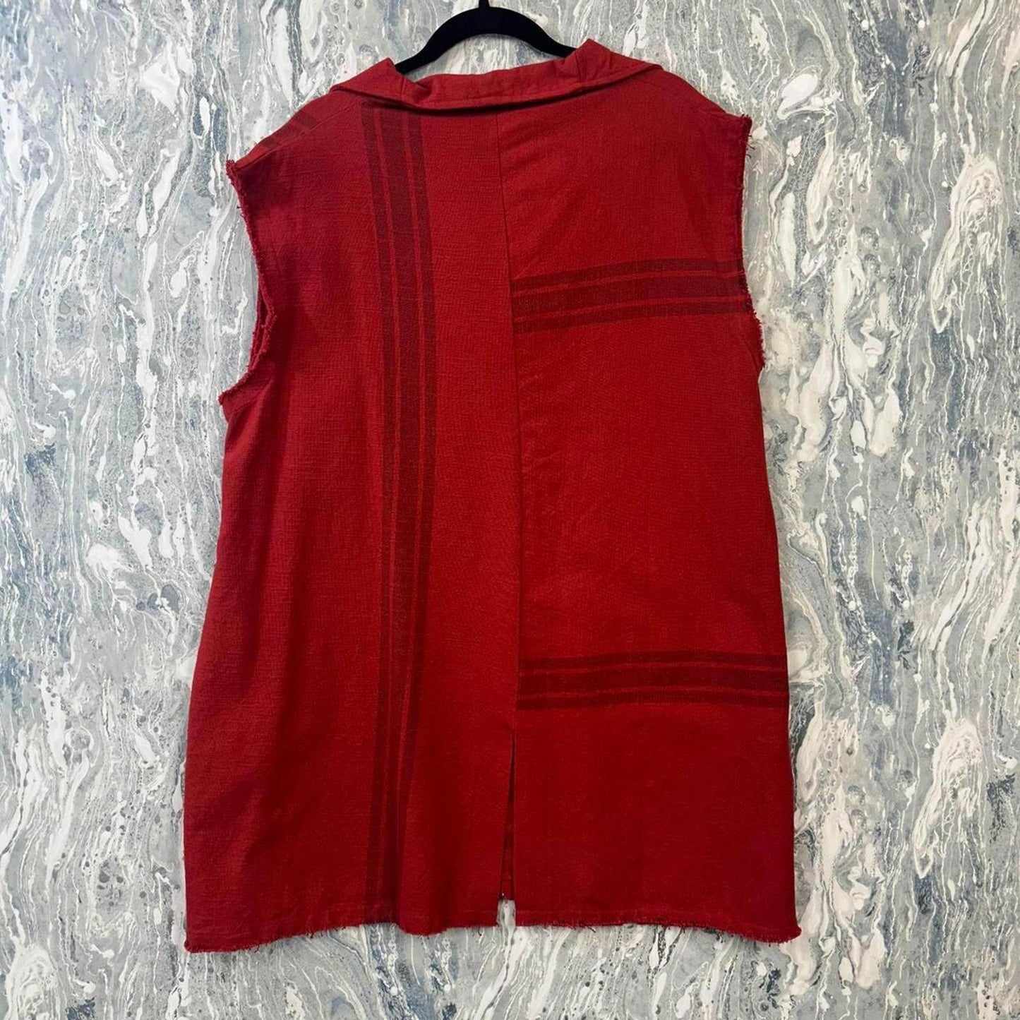 Red Sleeveless Button-Up Vest (2)