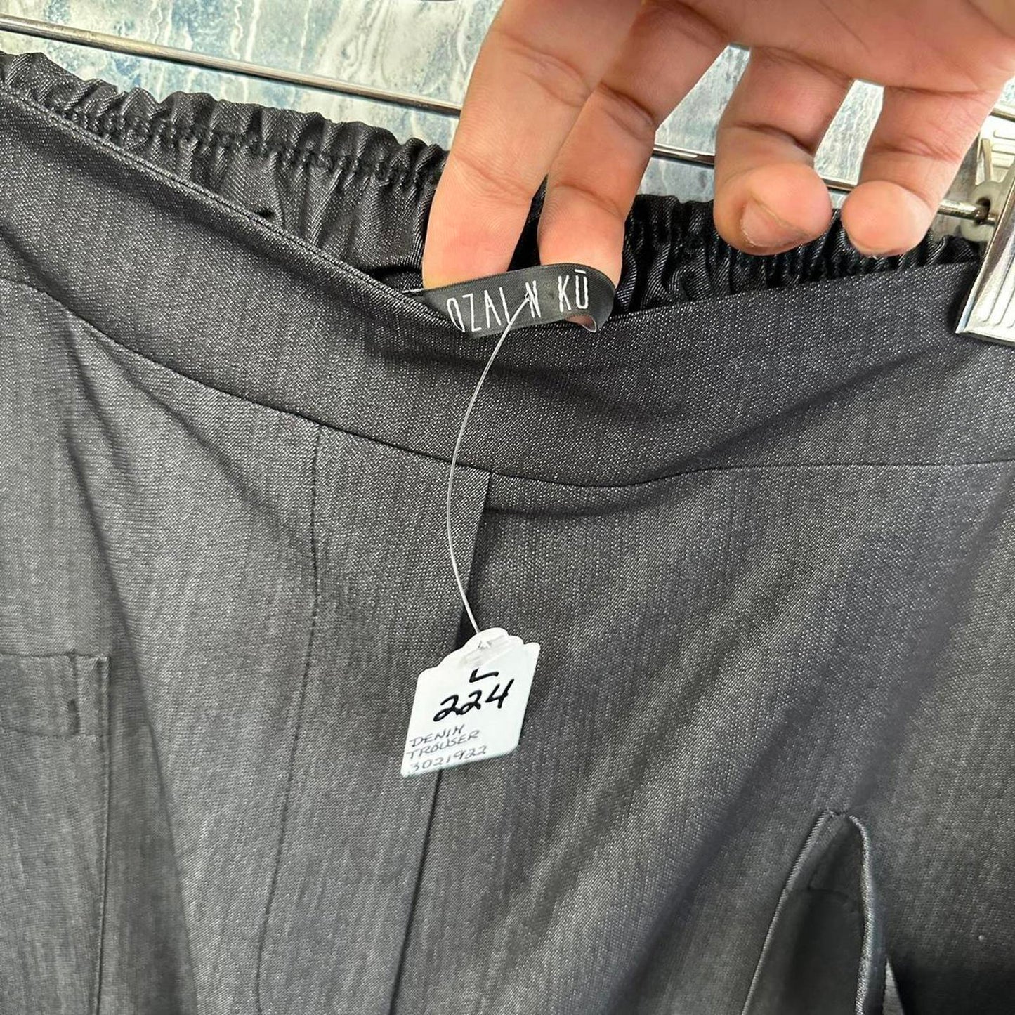 grey wide leg office pants (L)