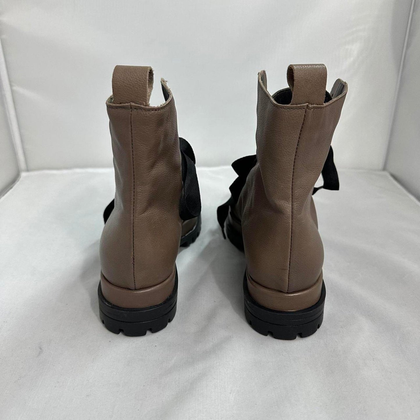 Tan Leather Lace-Up Combat Boots (7)