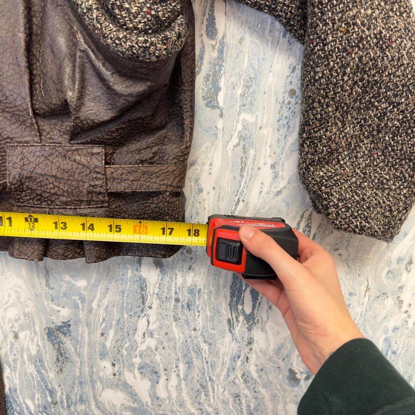 vintage brown leather & tweed jacket (7/8)