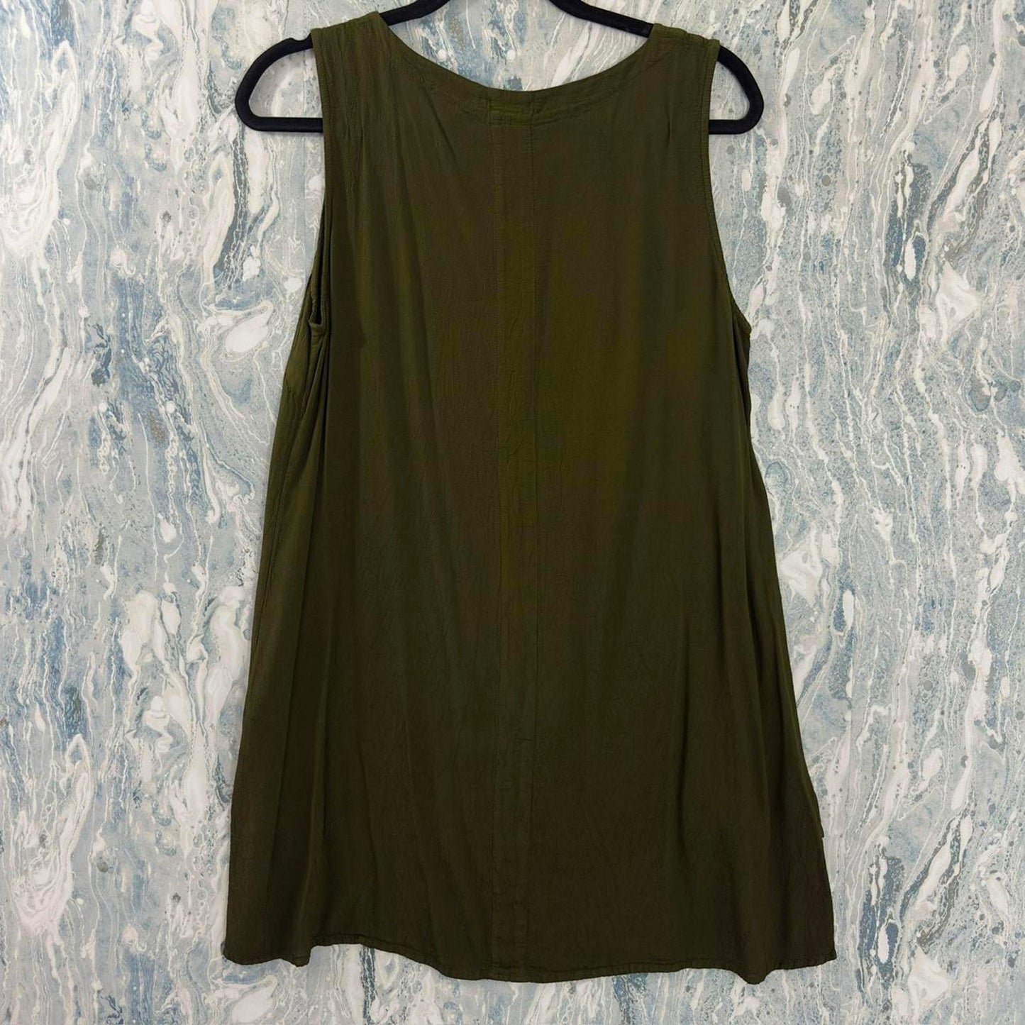 Boho Green Sleeveless Tank Dress (S)