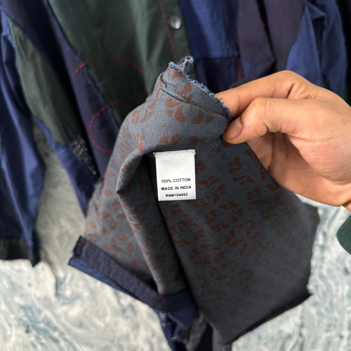 Boho Patchwork Button-Up Tunic Shirt Dress (L/XL)