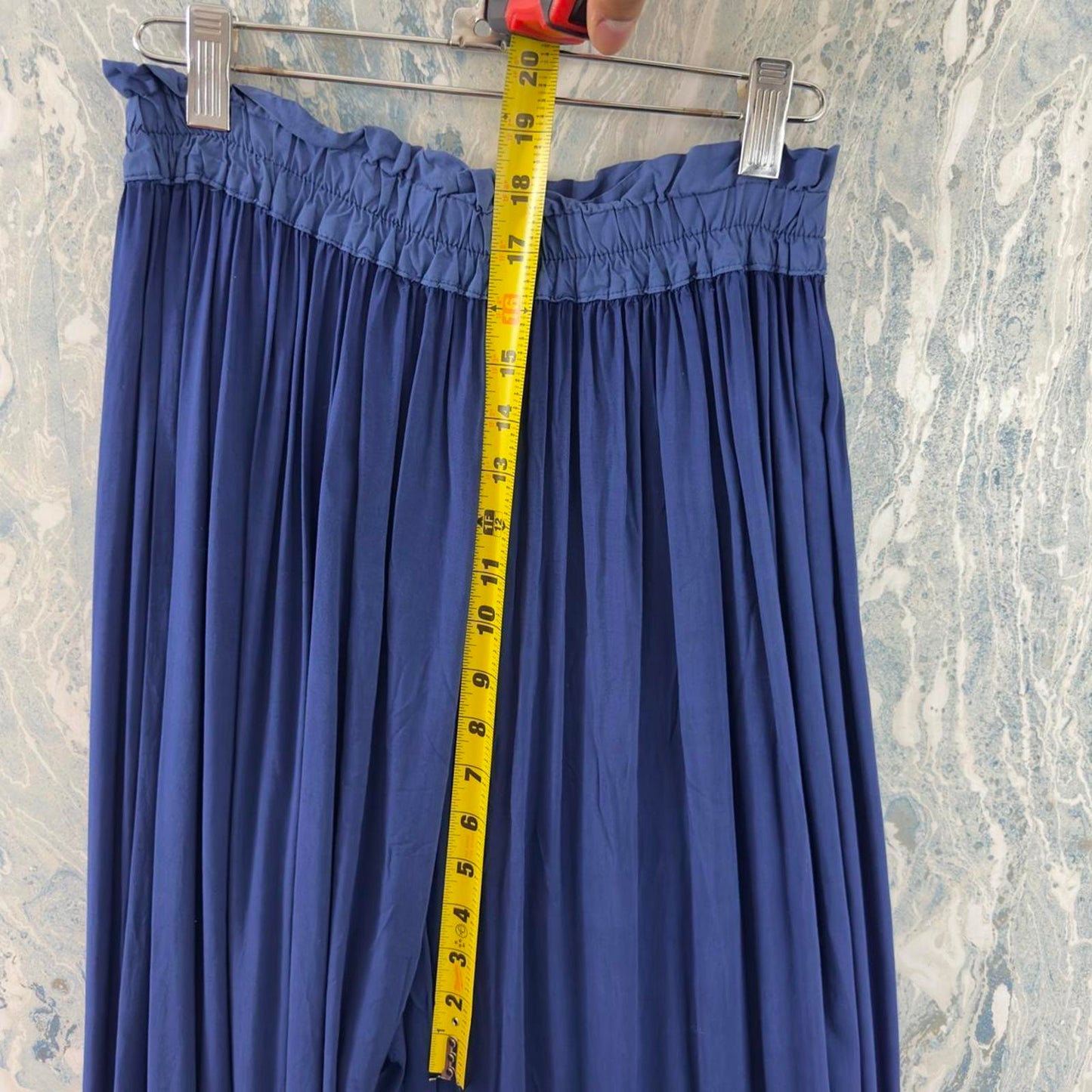 Designer Wide Leg Navy Pleated Pants (1)