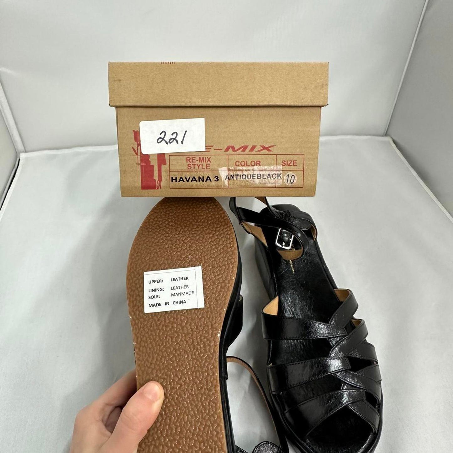 Vintage Black Strappy Platform Sandals (10)