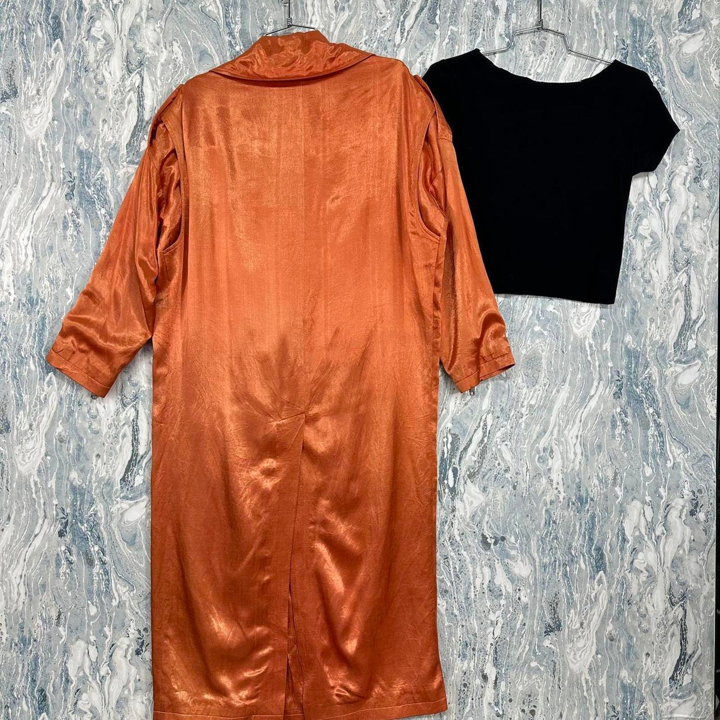 Free People Brenda Knight Orange Lux Silk Trench Coat (XS)