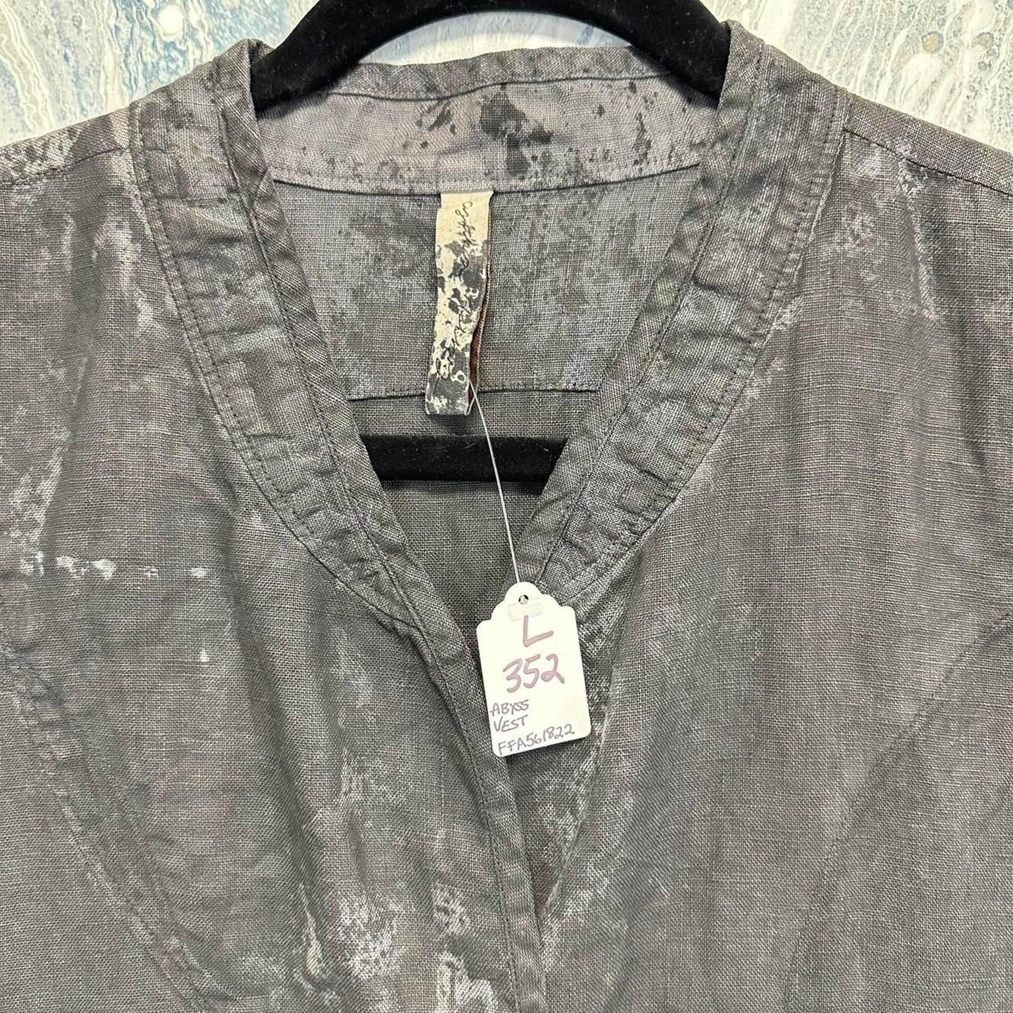 Dark Sleeveless Button-Up Linen Vest Dress (L)