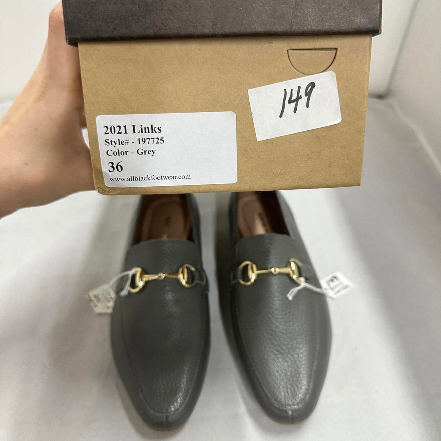 Designer Gray Leather Loafer Links (36)