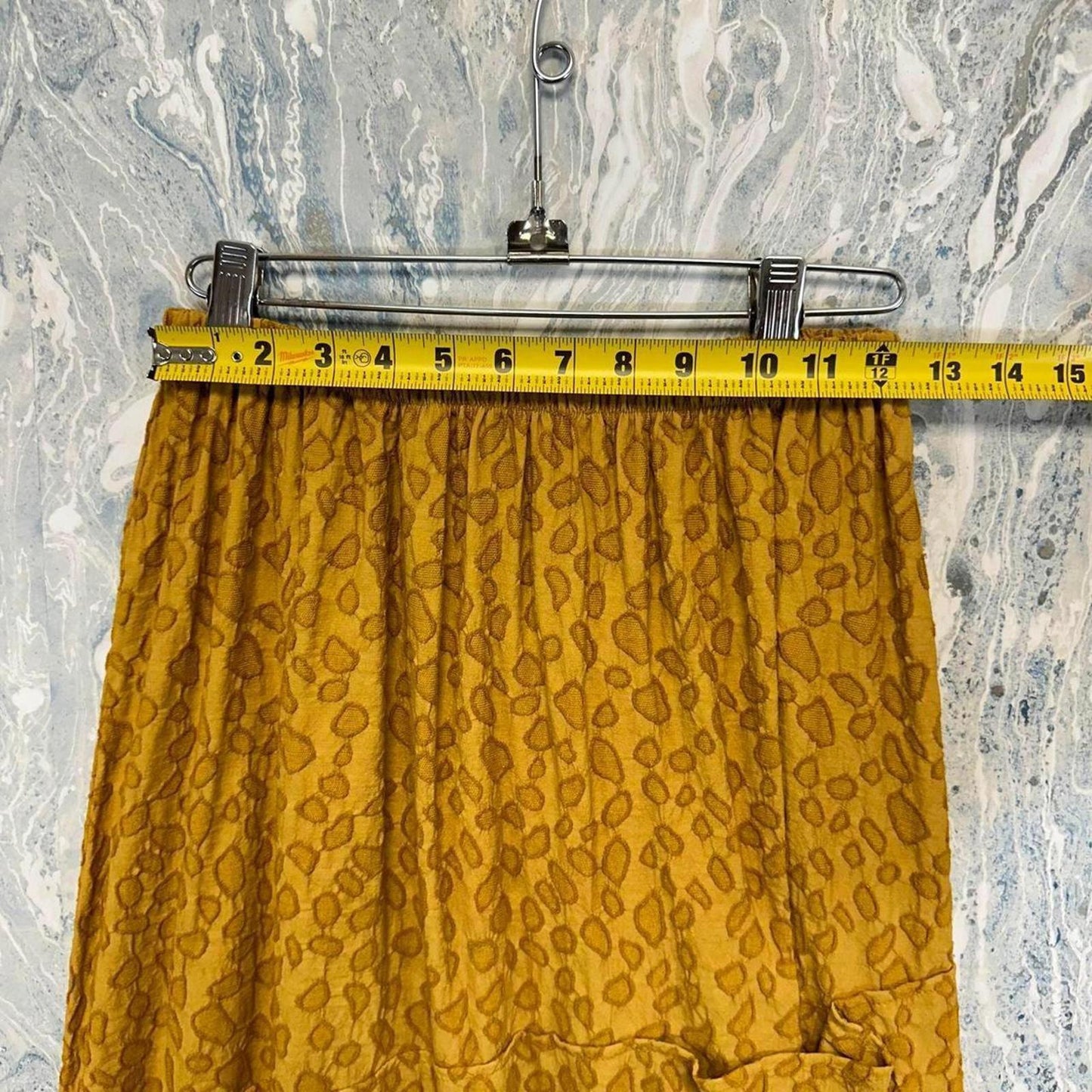 Mustard Leopard Print Midi Skirt (S)