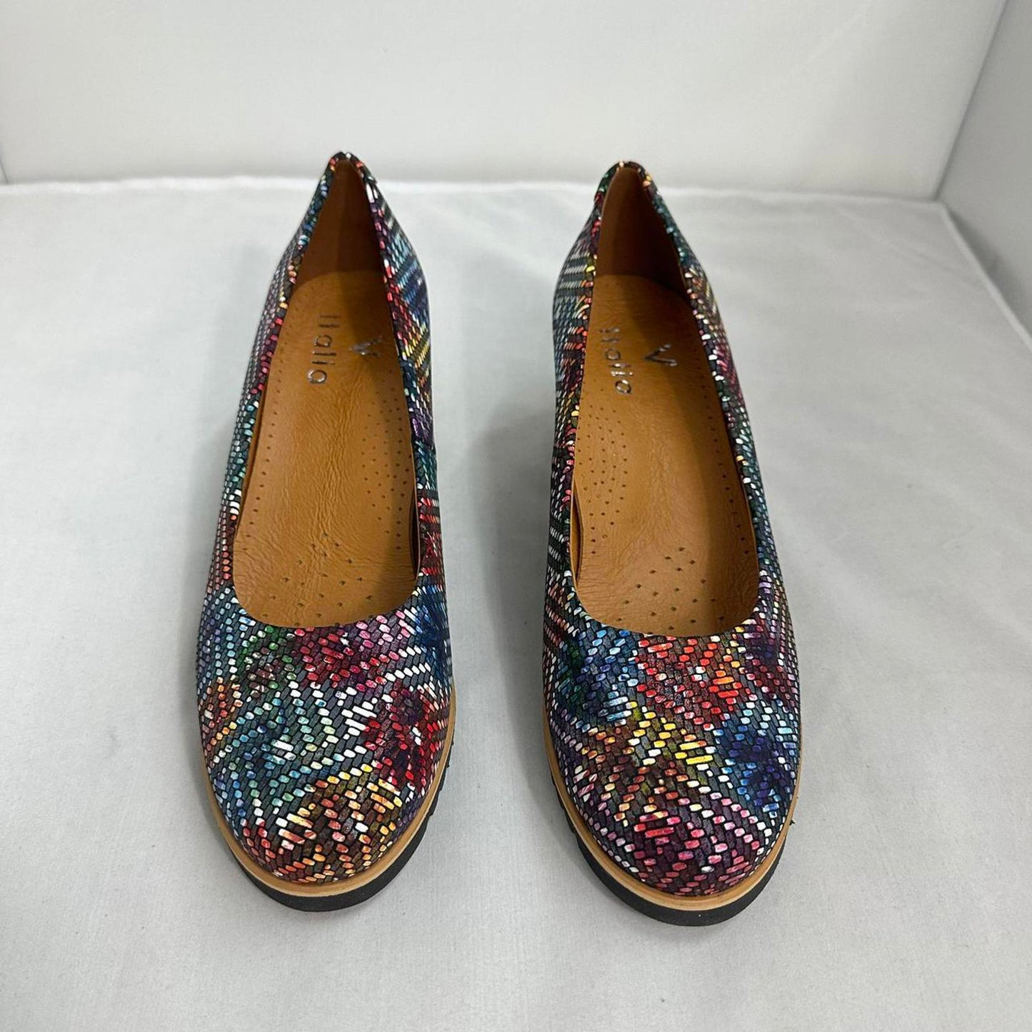 Multicolor Woven Pattern Wedge Shoes (9)
