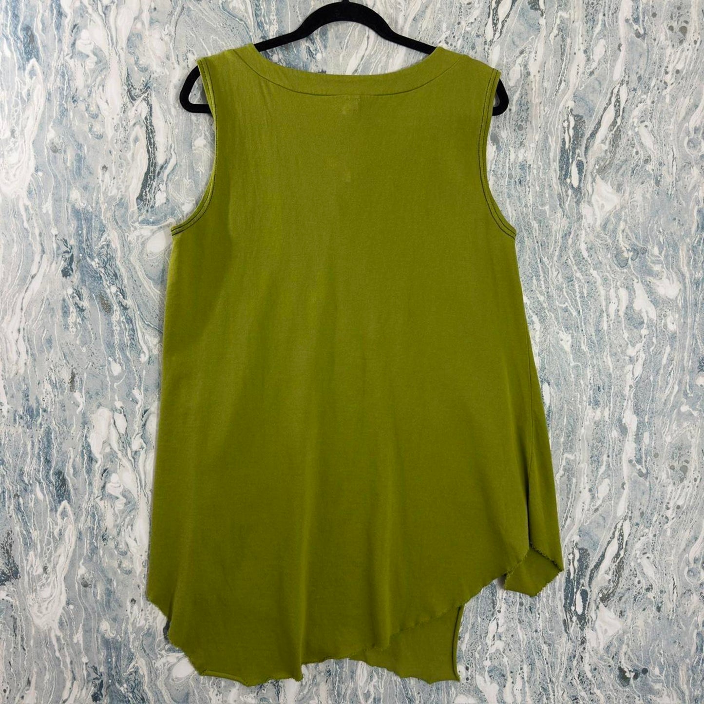 Designer Boho Green Sleeveless Tunic Tank Top (M)