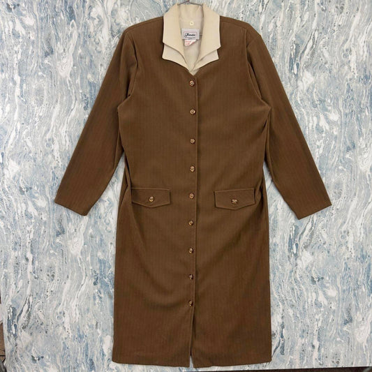Brown Vintage Longline Twee Button-Up Dress (14)