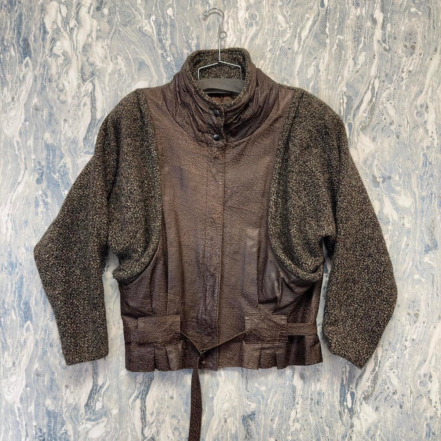 vintage brown leather & tweed jacket (7/8)