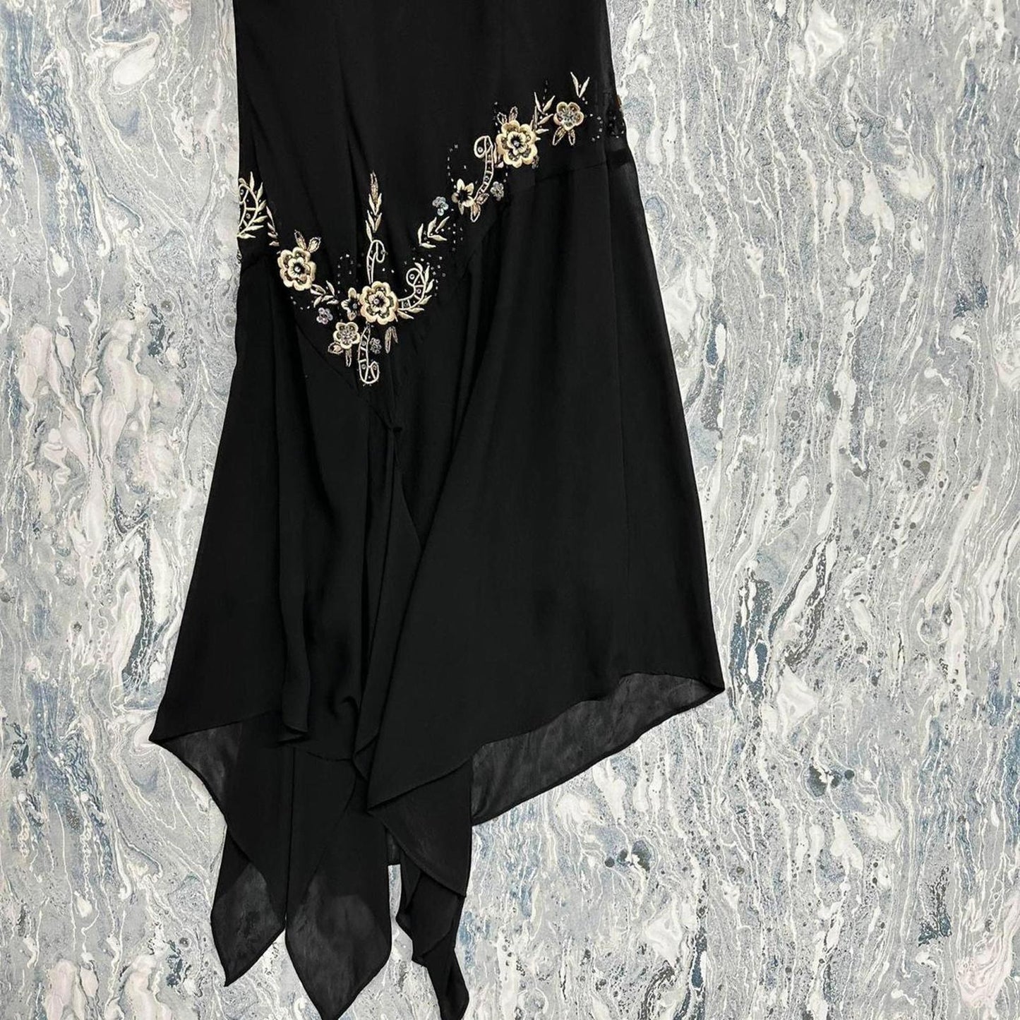 LESLIE FAY Vintage Fairy Black Embroidered V-Neck Dress (10)