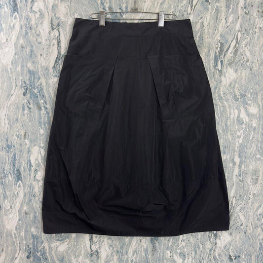 Vintage Styled Boho Black Balloon Midi Skirt (M)