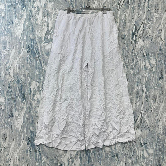 Square Designer White Crinkle Wide Leg Pants (1)