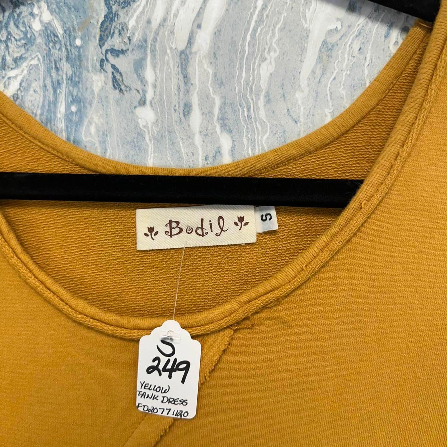 BNWT Bodil Casual Mustard Yellow Ruffle Tank Dress (S)