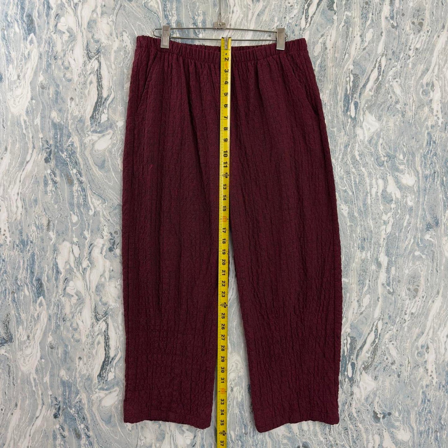 Designer Burgundy Textured Wide Leg Pants (L)