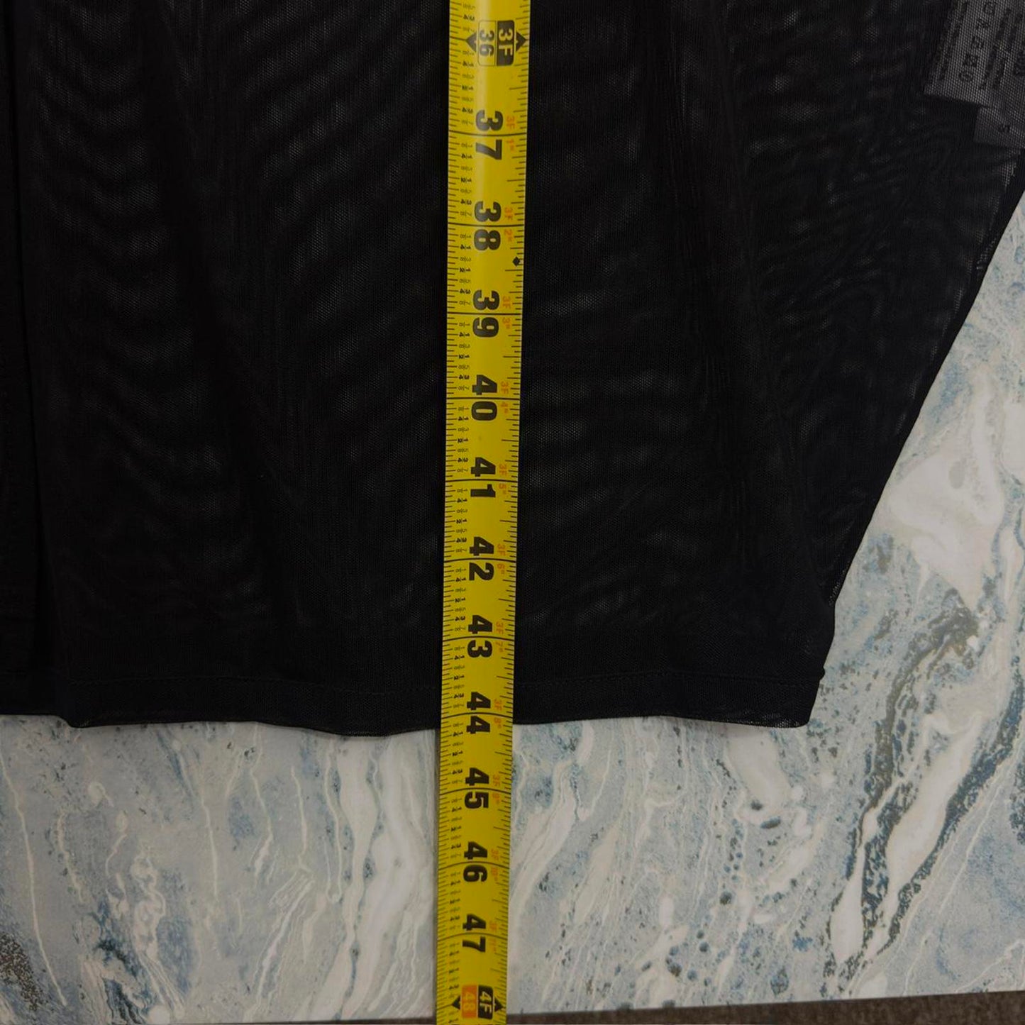 Designer Sheer Black Mesh Slip Dress (S)