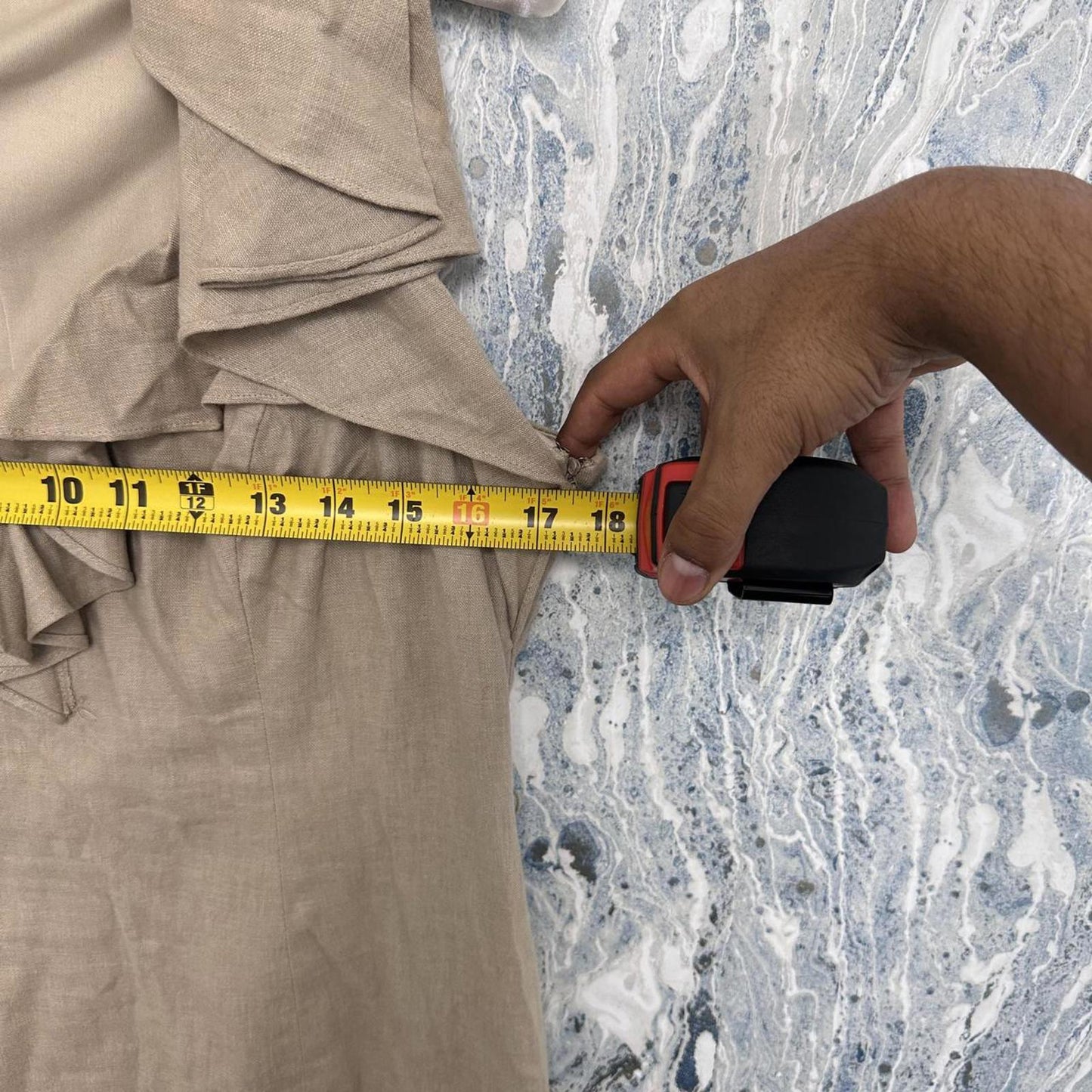 Kasper Preppy Tan Ruffled Sleeveless Dress (8)