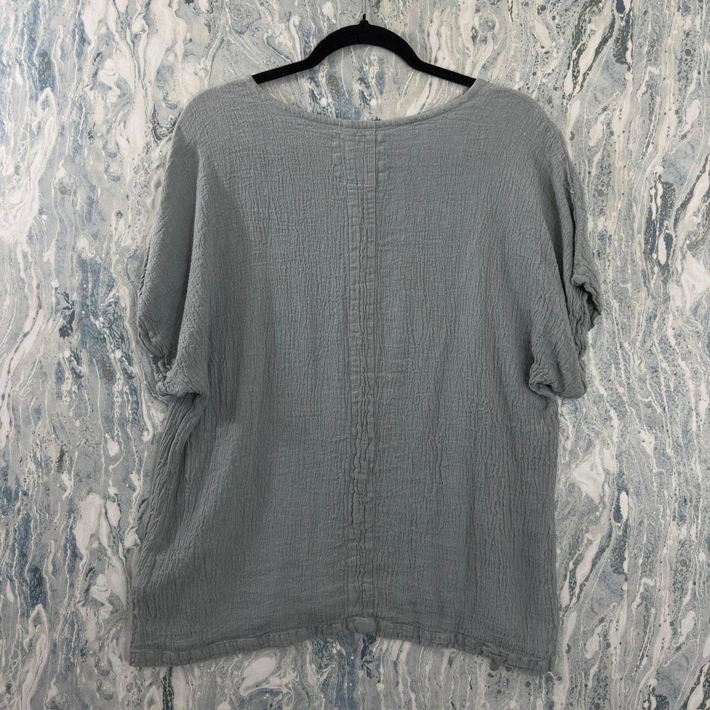 Grizas Designer Light Blue Linen Top (L)