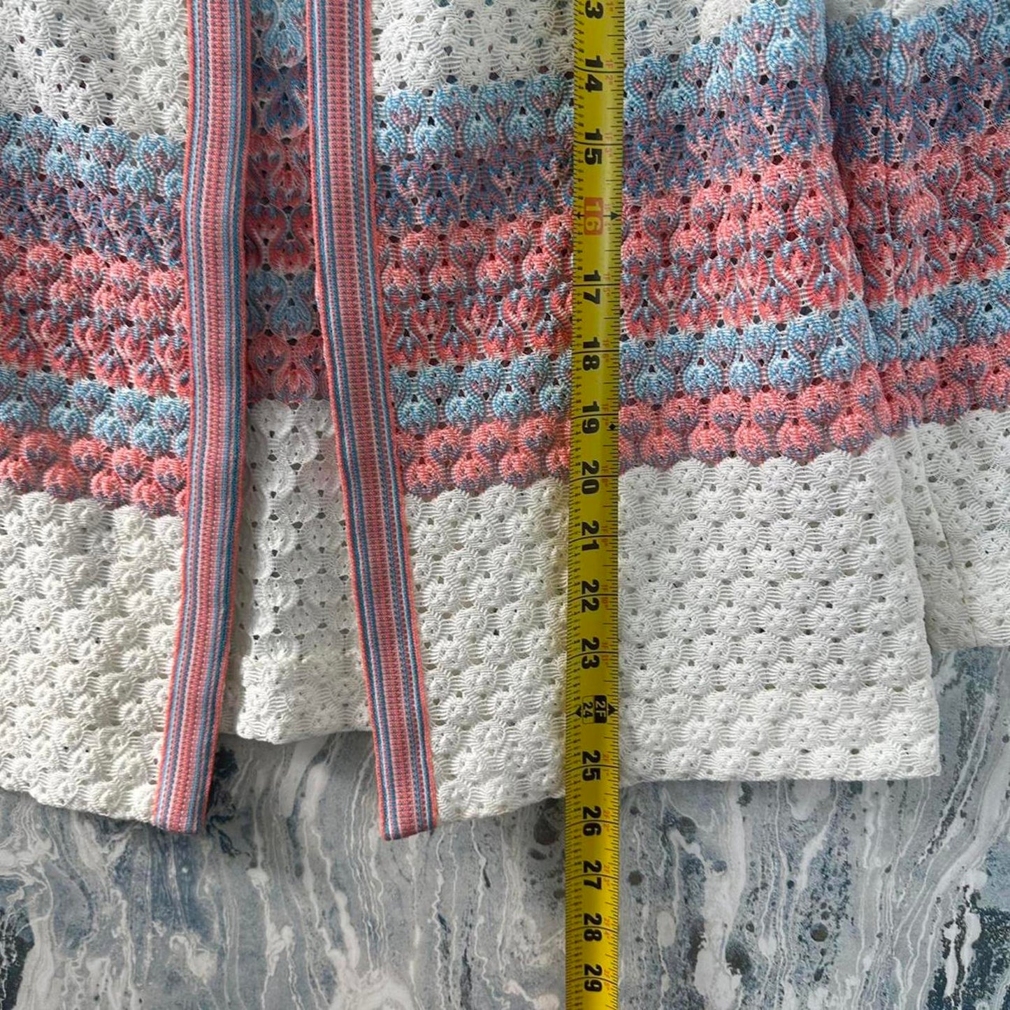 Vintage Textured White & Pink Knit Cardigan and Vest Set (L)