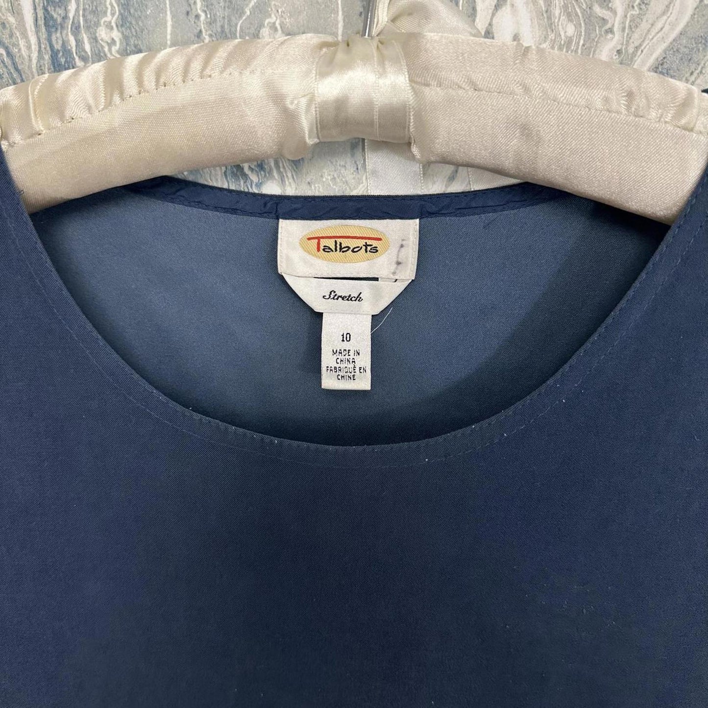 Vintage Talbots Navy Blue Sleeveless Maxidress w Floral Pockets (10)