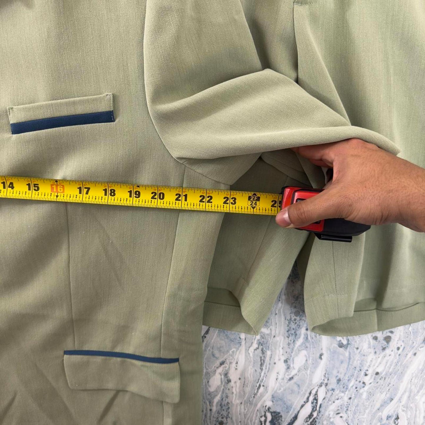 Preppy Sage Green Short Sleeve Blazer & Shorts Suit Set (L)