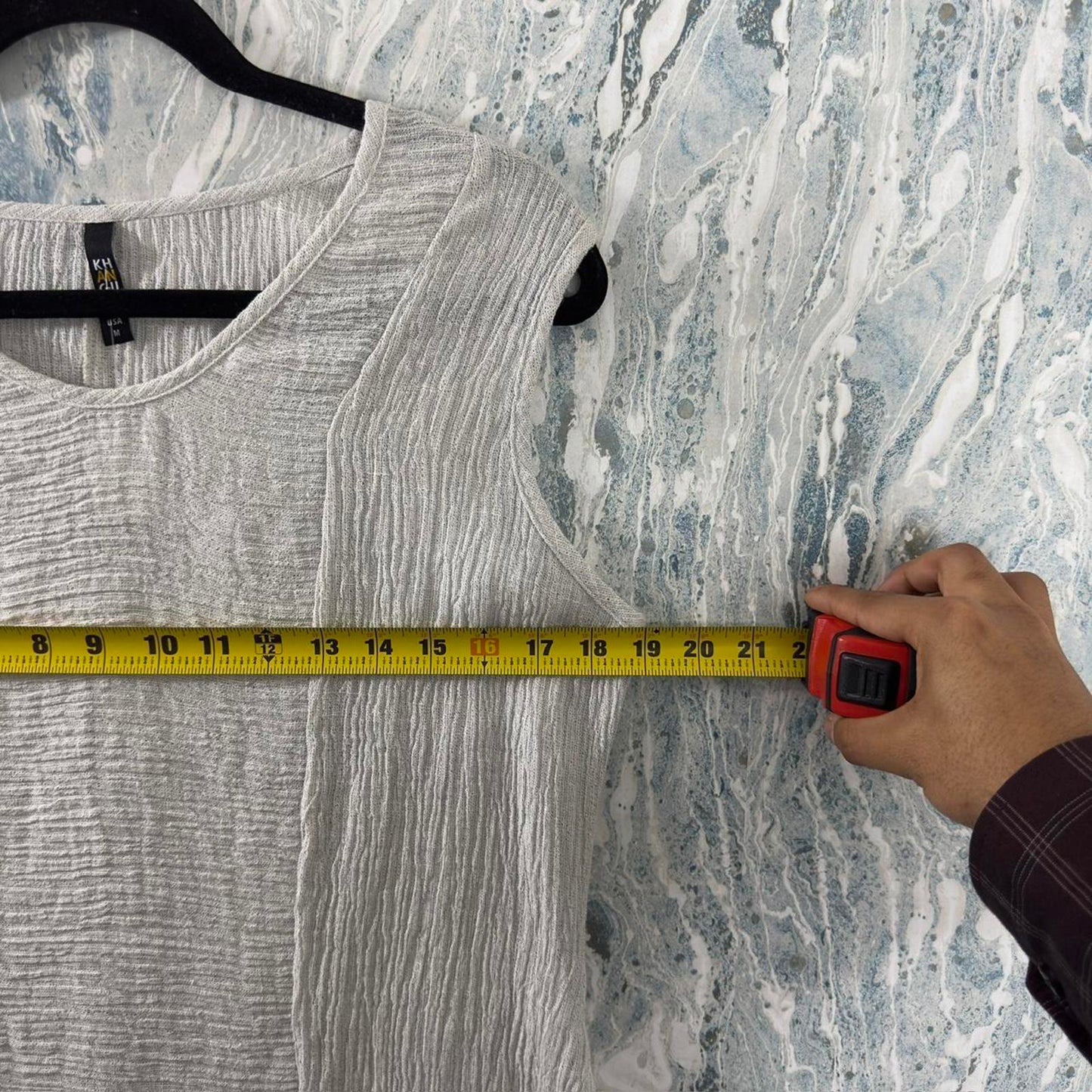 Designer Gray Textured Sleeveless Tank Top (M)