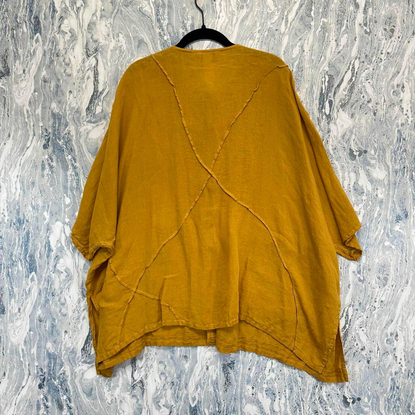Button-Up Mustard Yellow Linen Cardigan (S/M)