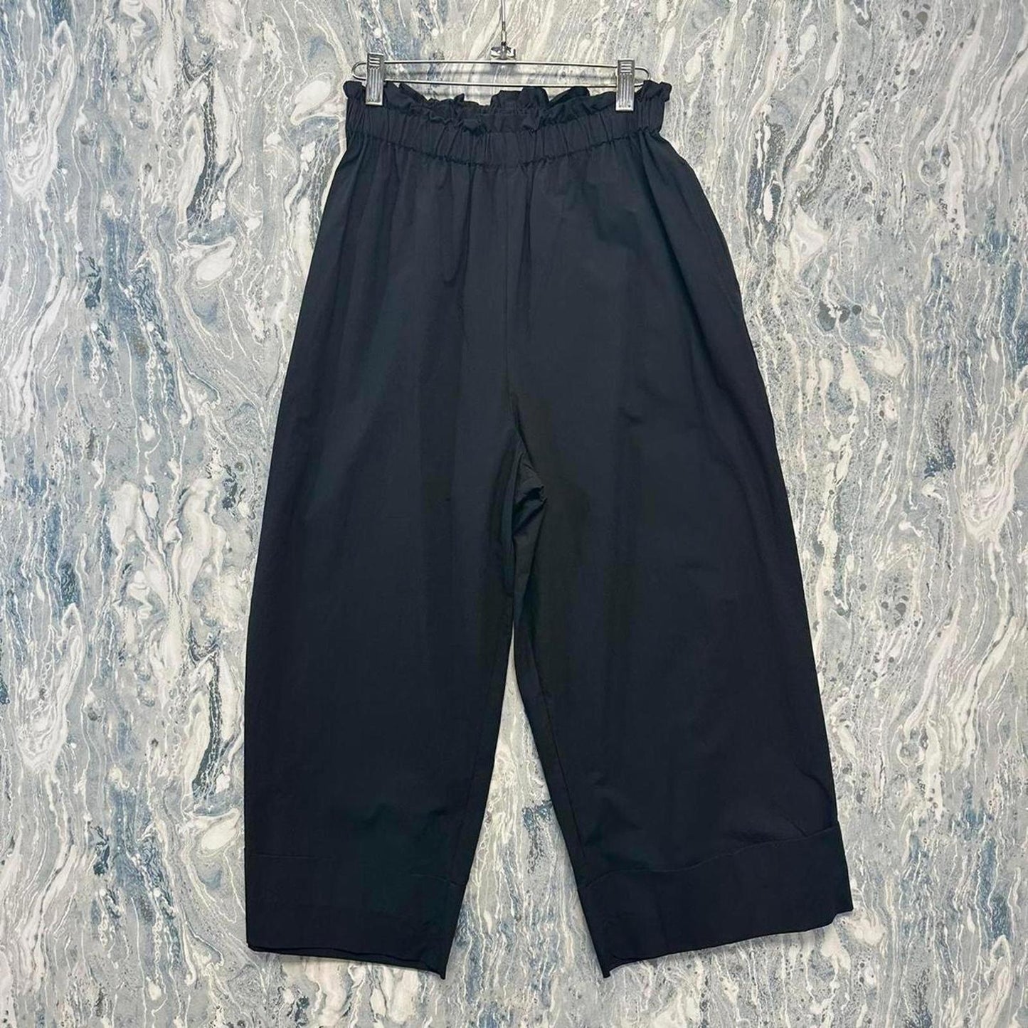 Designer Emma Black Wide Leg Elastic Waist Pants (0)