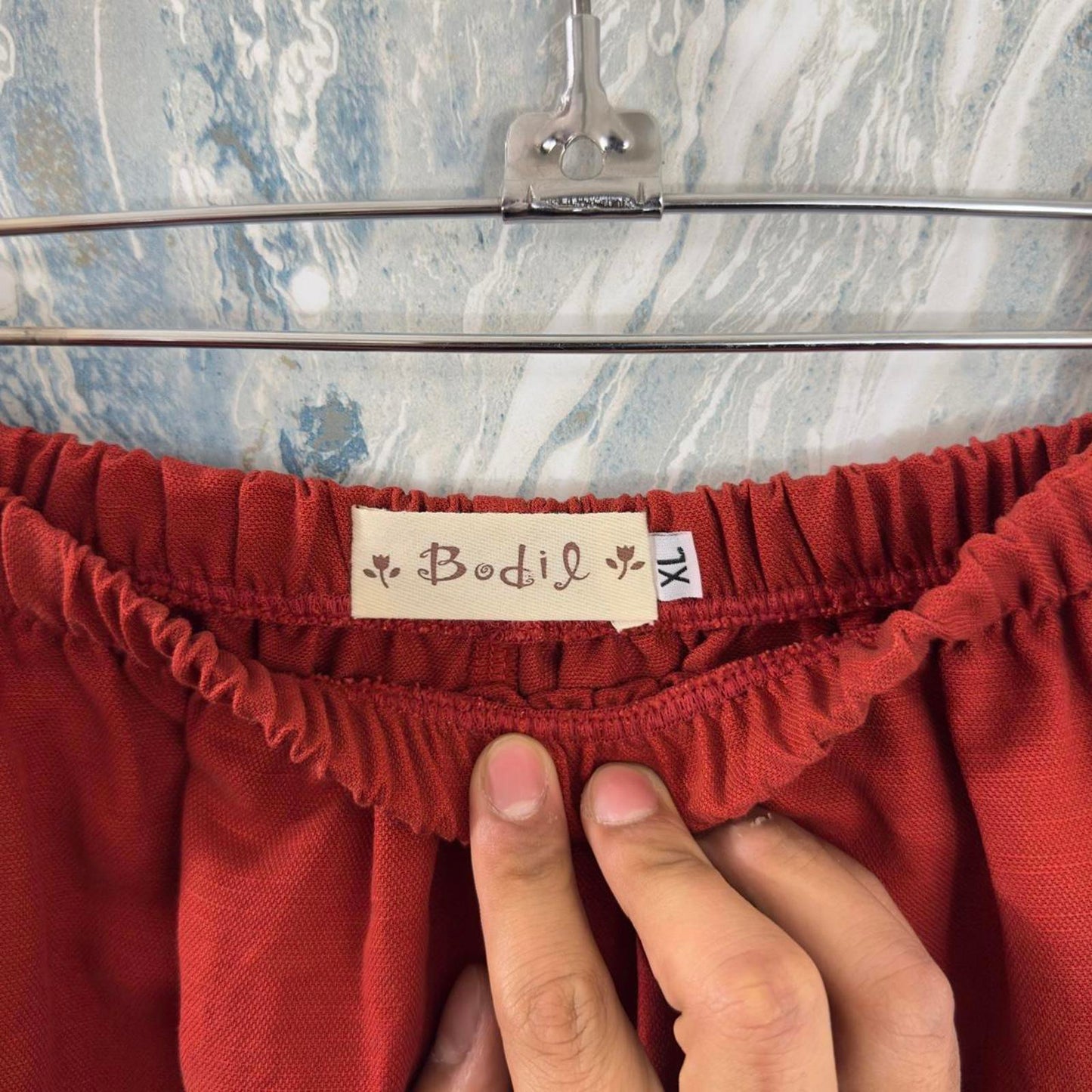 Designer Bodil Rust Red Pocket Maxi Skirt (XL)