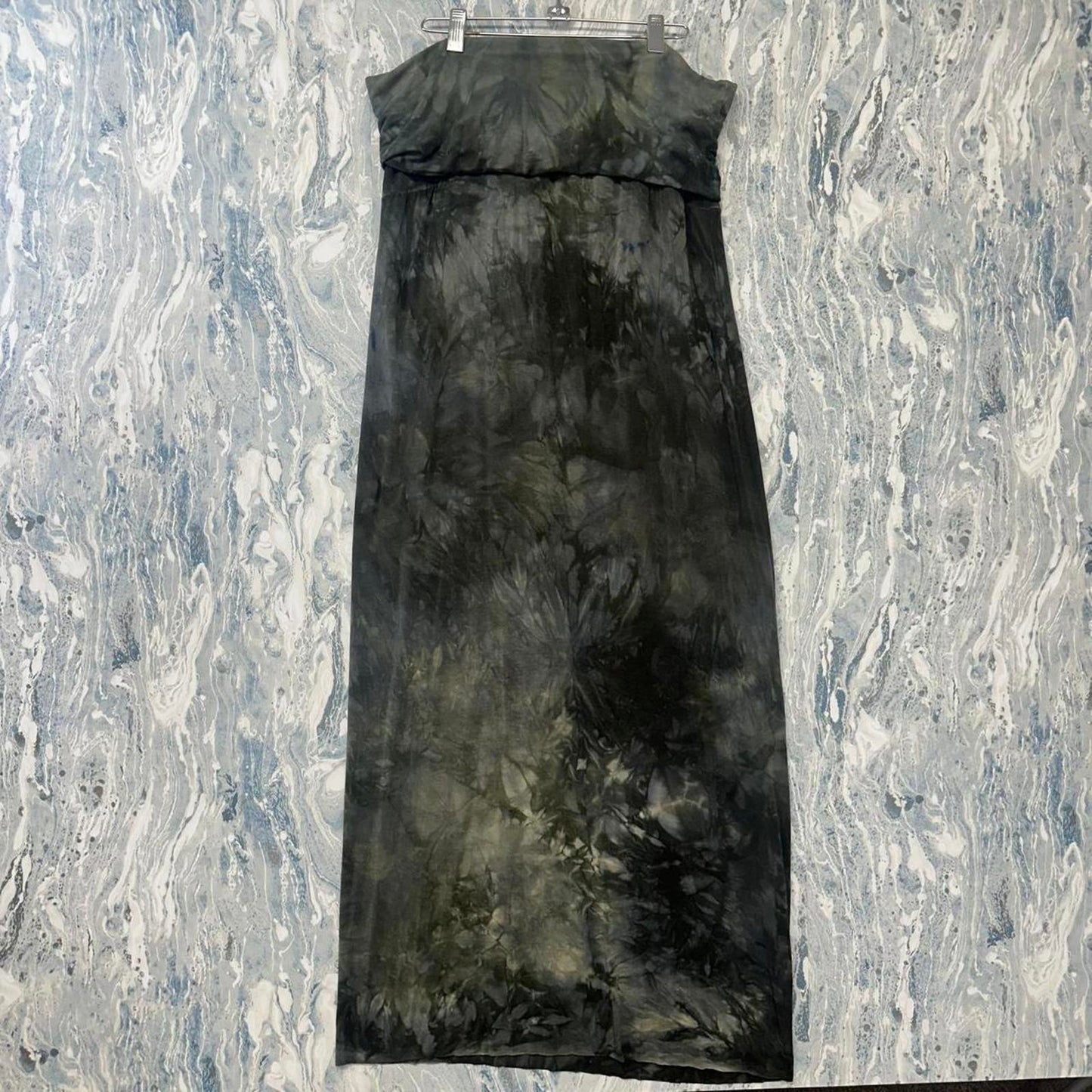 Designer Grunge Fairy Tie-Dye Black Strapless Maxi Dress (3/L)