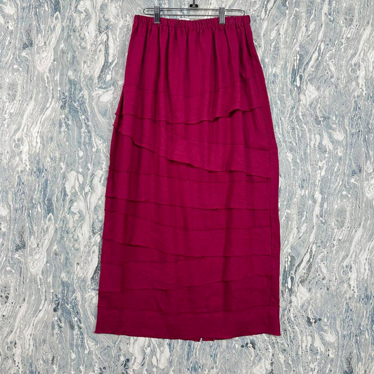 Boho Pink Floral Tiered Maxi Skirt (M)