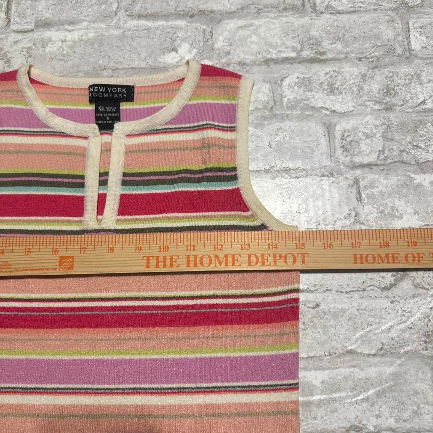NEW YORK & COMPANY Striped Multicolor Sleeveless Knit Tank Top (S)
