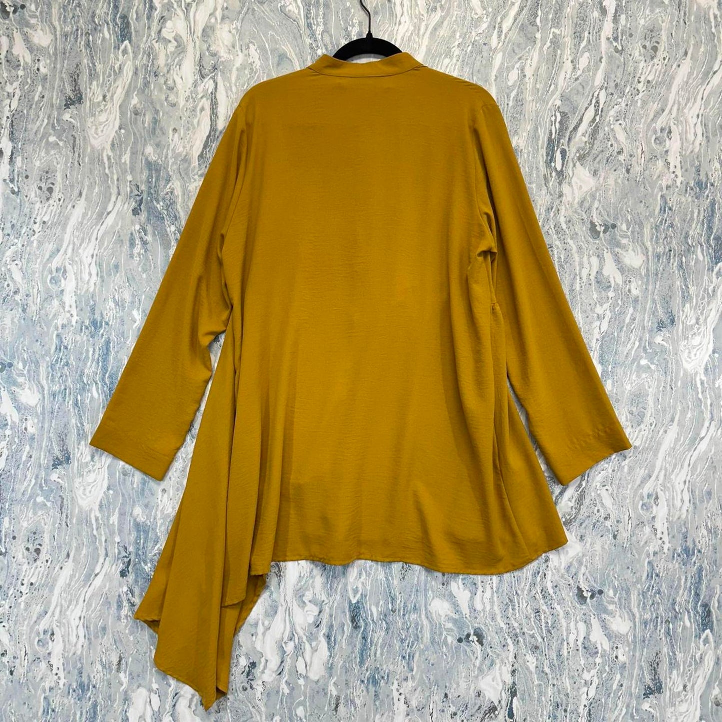 BNWT Yellow Asymmetric Button-Up Long Sleeve Shirt Jacket (2)