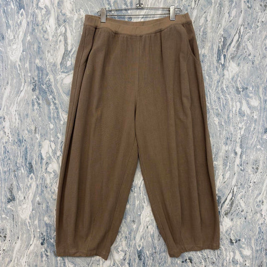 Designer Boho Wide-Leg Taupe Trousers (L)