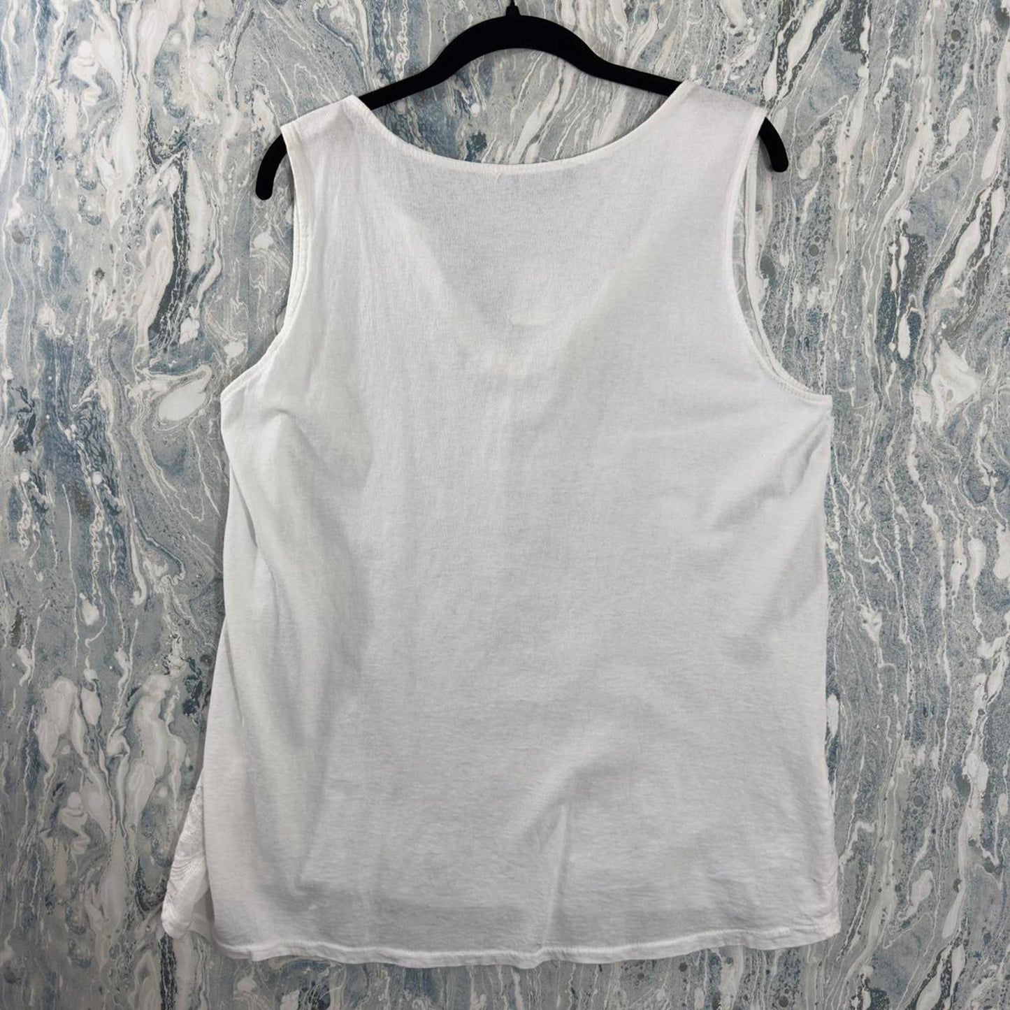 Boho Designer White Embroidered Tank Top (S/M)