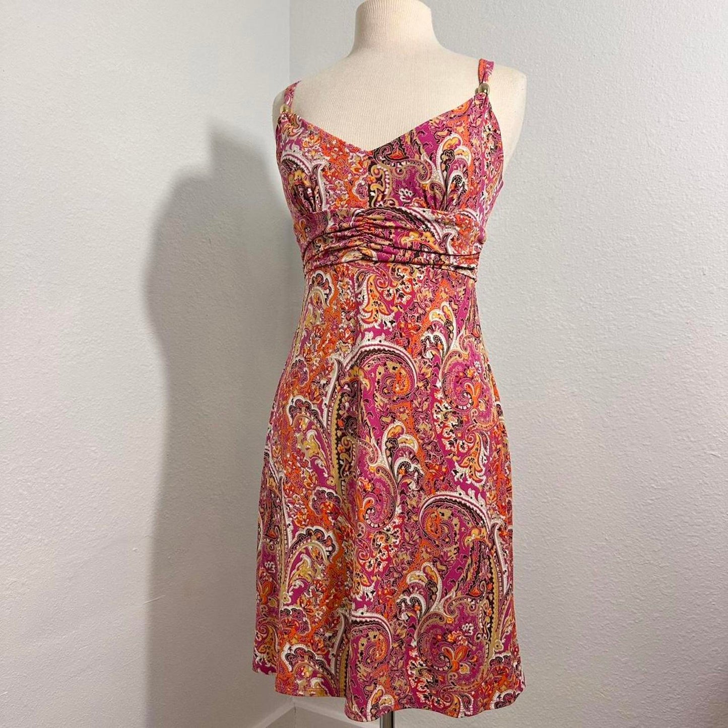 Y2K Fairy Paisley Pink & Orange Mini Dress (4)