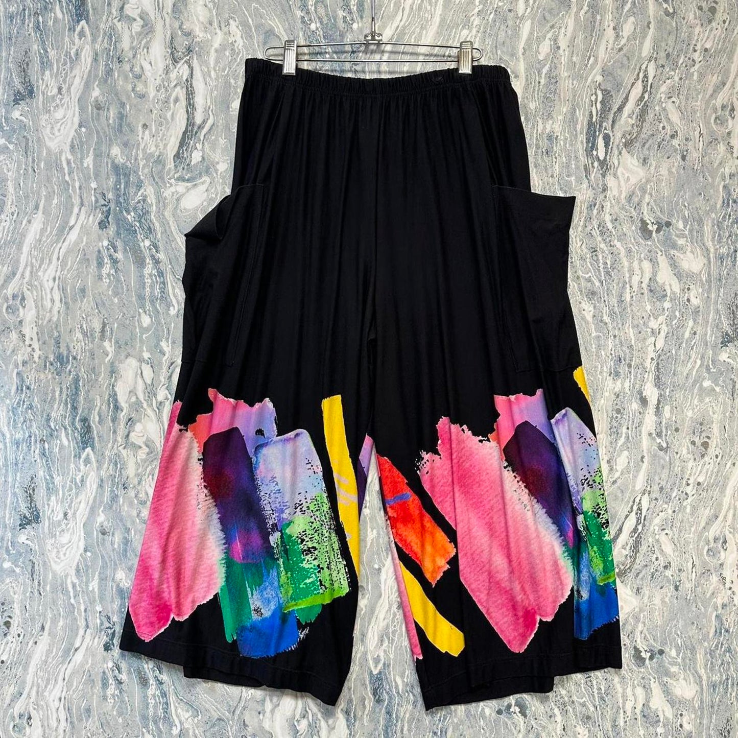 Indie rainbow abstract art teacher pants (L)