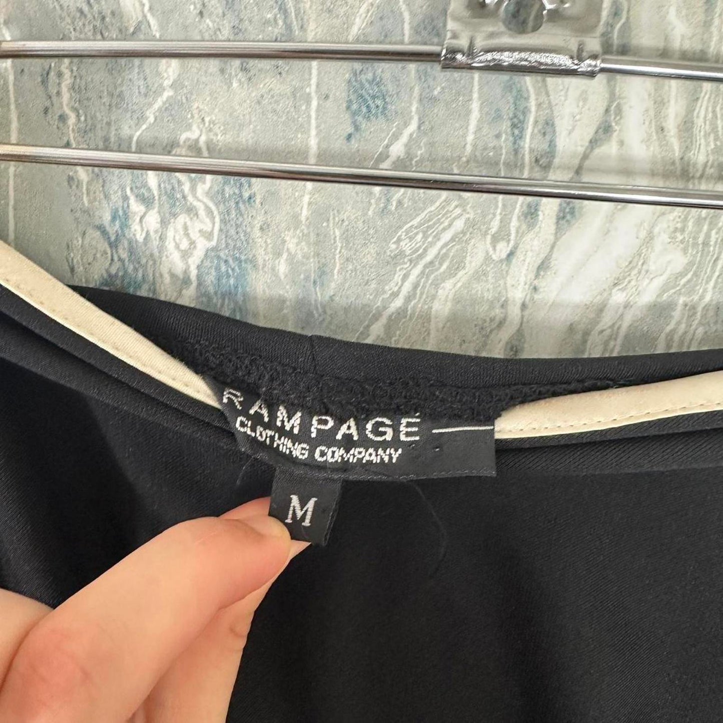 Vintage RAMPAGE Elegant Black Strapless Ruffle Trim Midi Dress (M)