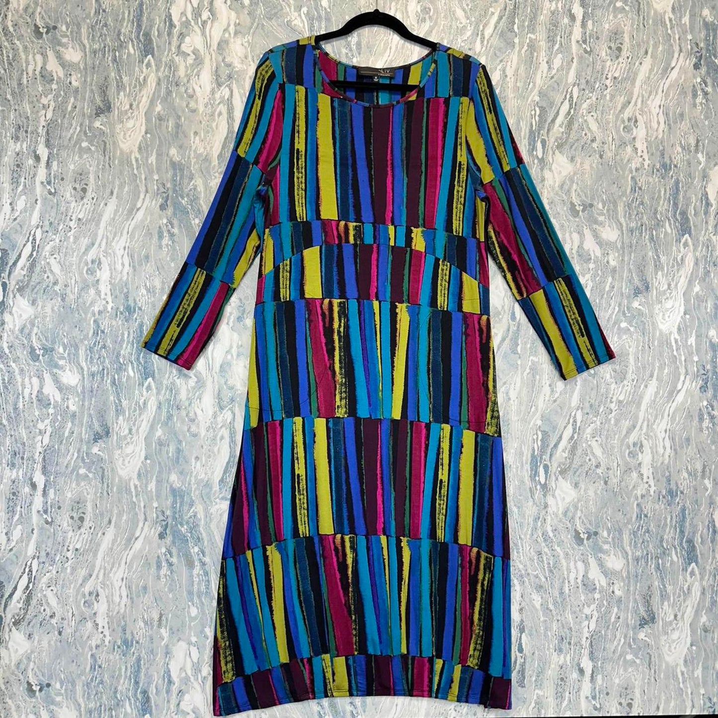 Multicolor Striped Long Sleeve Dress (M)