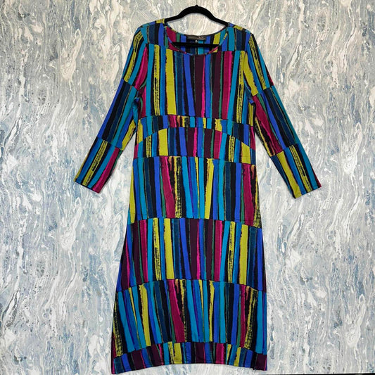 Multicolor Striped Long Sleeve Dress (M)