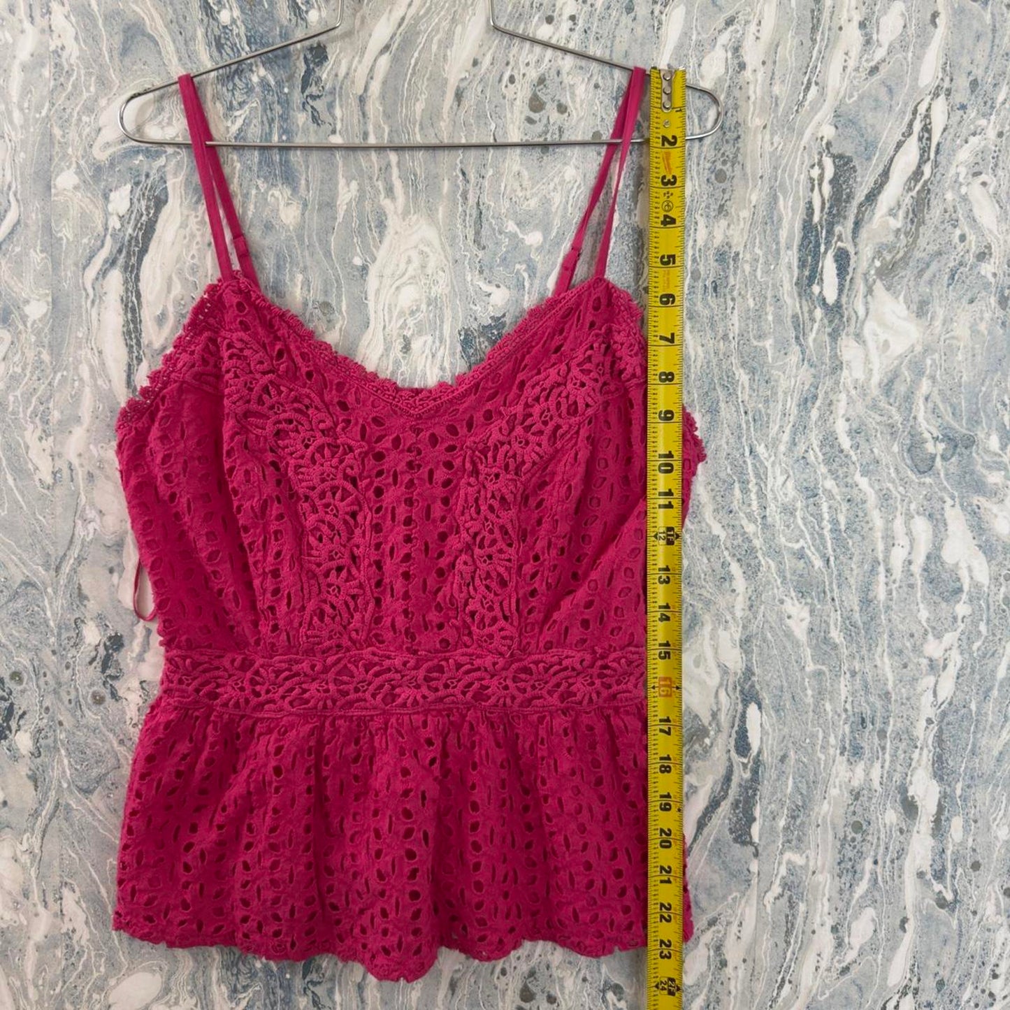 Pink Lace Peplum Camisole Tank Top (S/M)